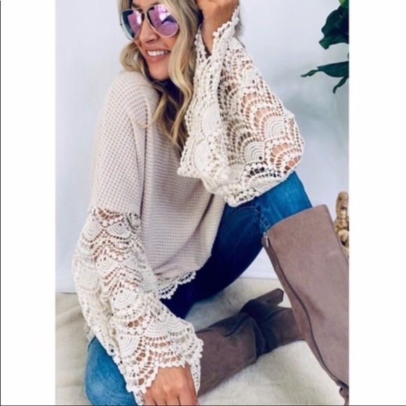 Boho Lace Knit Tunic Top - Picture 4 of 4